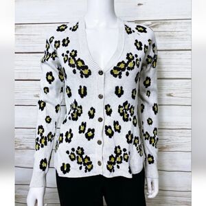 CAbi Women's Animal Print V Neck Sweater Cardigan Size S